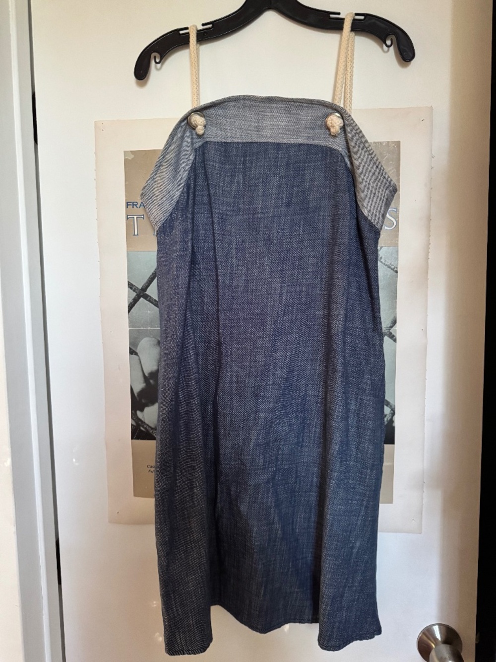 AMADI Blue Denim Rope Strap A-Line Midi Dress NWT